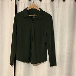 Isaac Mizrahi Button Down Shirt Size M Dark Green